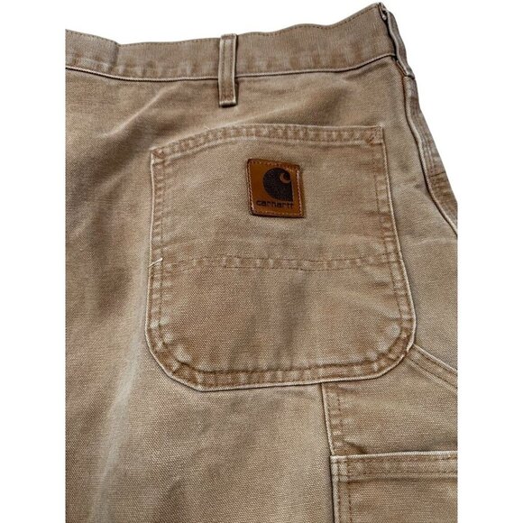 Vtg Carhartt Pants B11 Brown Canvas Dungaree Carpenter Workwear Y2K Mens 44x29 - Picture 5 of 7